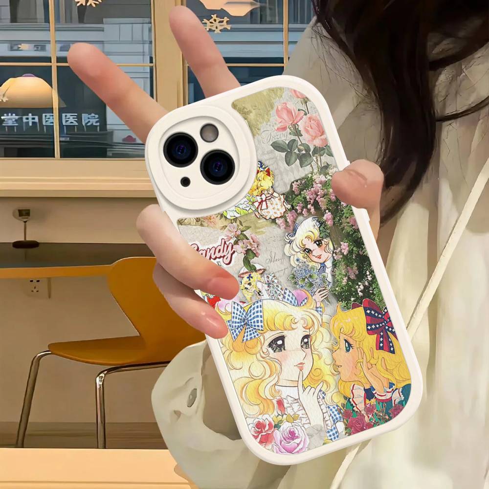 Classic C-Candy C-Candy Anime Leather Phone Case For IPhone 16 14 15 Pro Plus 13 12 11 Pro Max Silicone Cover