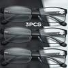 3PCS Classic Business Readers for For Men Titanium Alloy Material Frame Readers Eye Wear Super Light Resin Material Lens Readers for Presbyopia