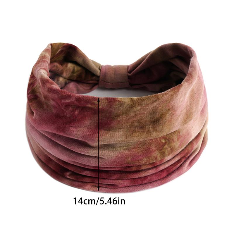 Tie-Dye Boho Knot Turbans Yoga Elastic Head Wrap Women Headband Wide Hairbands Headwear Bandanas  Hair Band Accessories