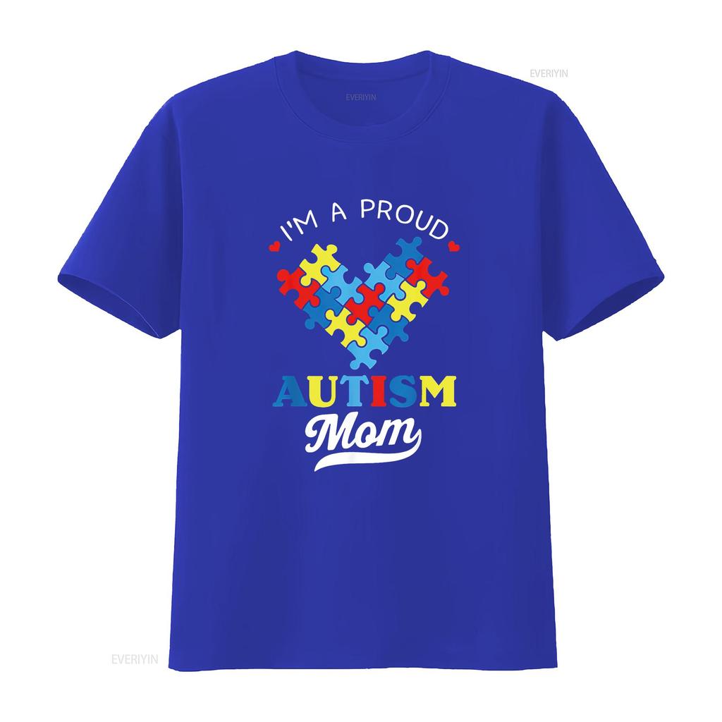 Womens I m A Proud Mom Autism Awareness Autistic Heart Son Daughter T Shirt Black vintage Washed Soft Top For Everyday Wear