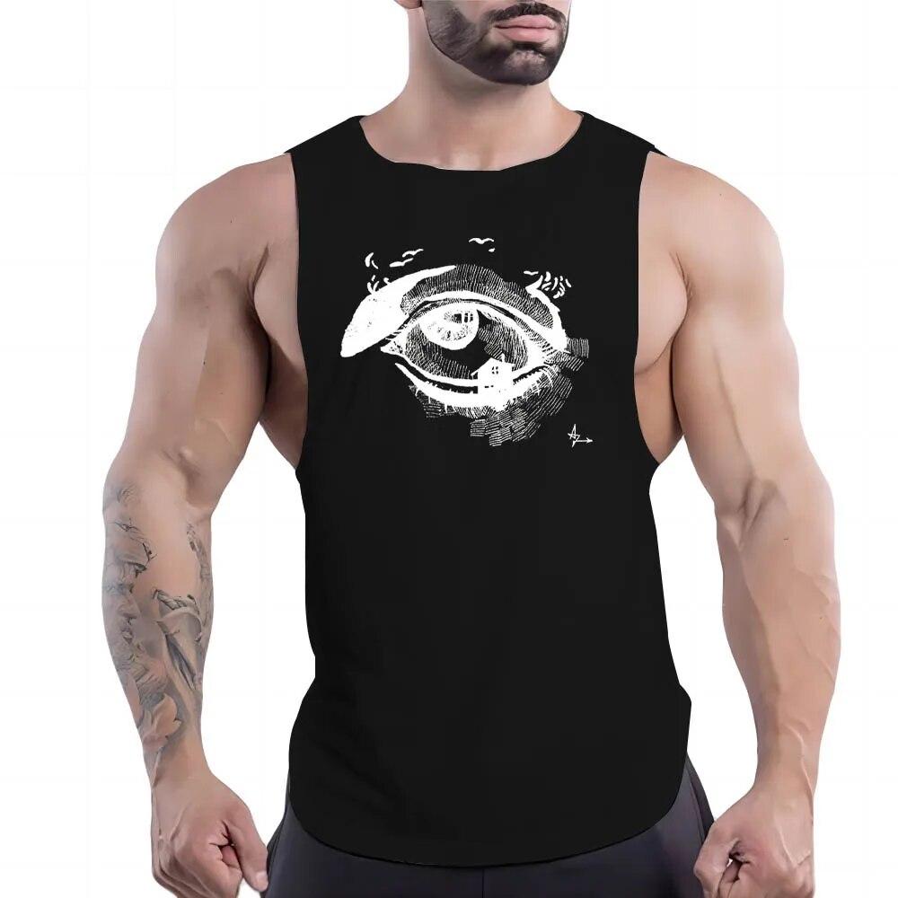 Fashion Y2k Print Tank Top Breathable Basketball Sleeveless Shirt Outdoor Gym Clothing Men Sport Summer Quick Dry Leisure Fnaf