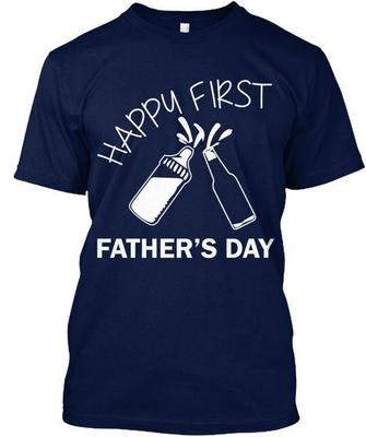 Feliz Primeiro Dia dos Pais Novo - Camiseta para Pai Feita nos EUA Tamanhos S a 5XL