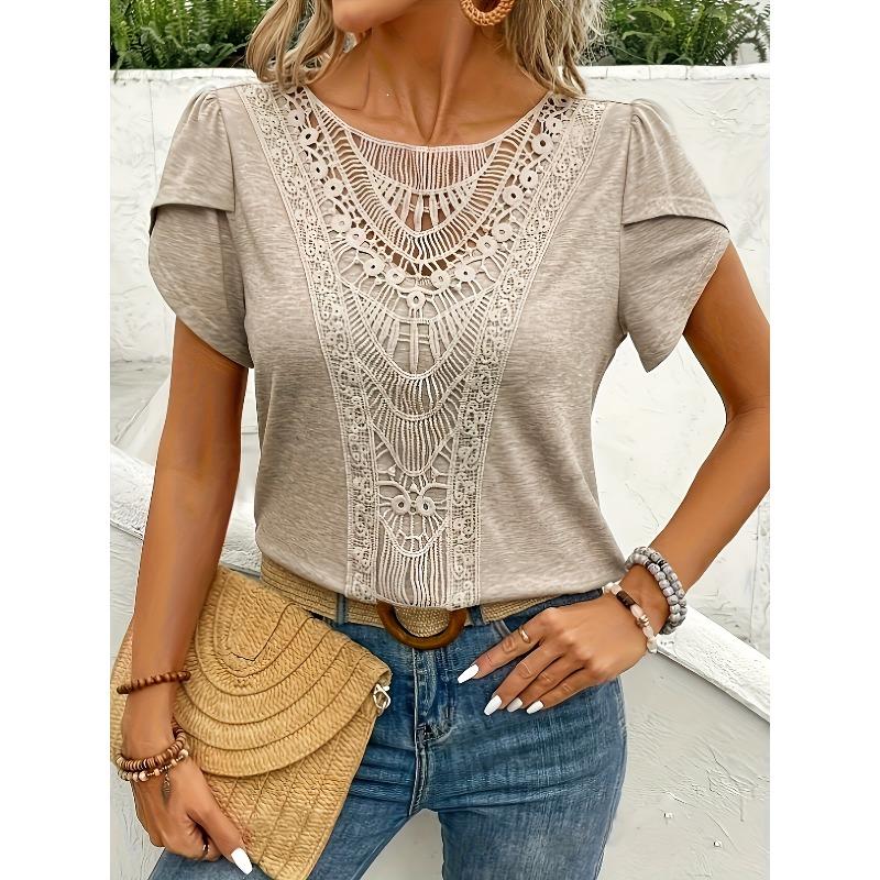 BITCED Women's Fashion Casual Short Sleeve O-Neck Blouses & Shirts
