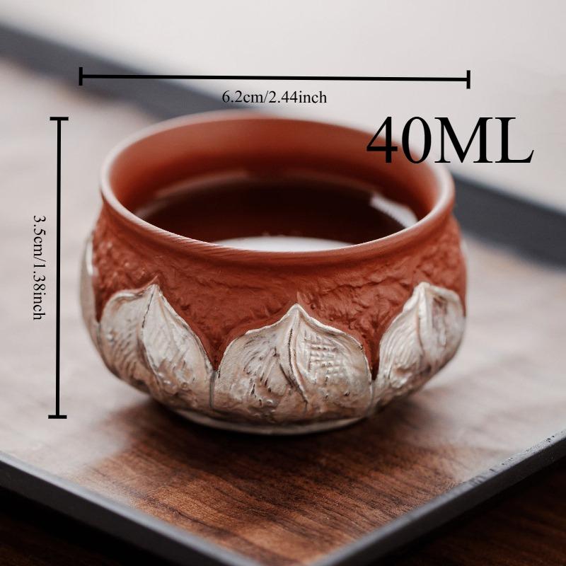 

Zisha Silver-Inlaid Teacup Ceramic Tea Tasting Cup Master s Cup Office Tea Set 1pcs