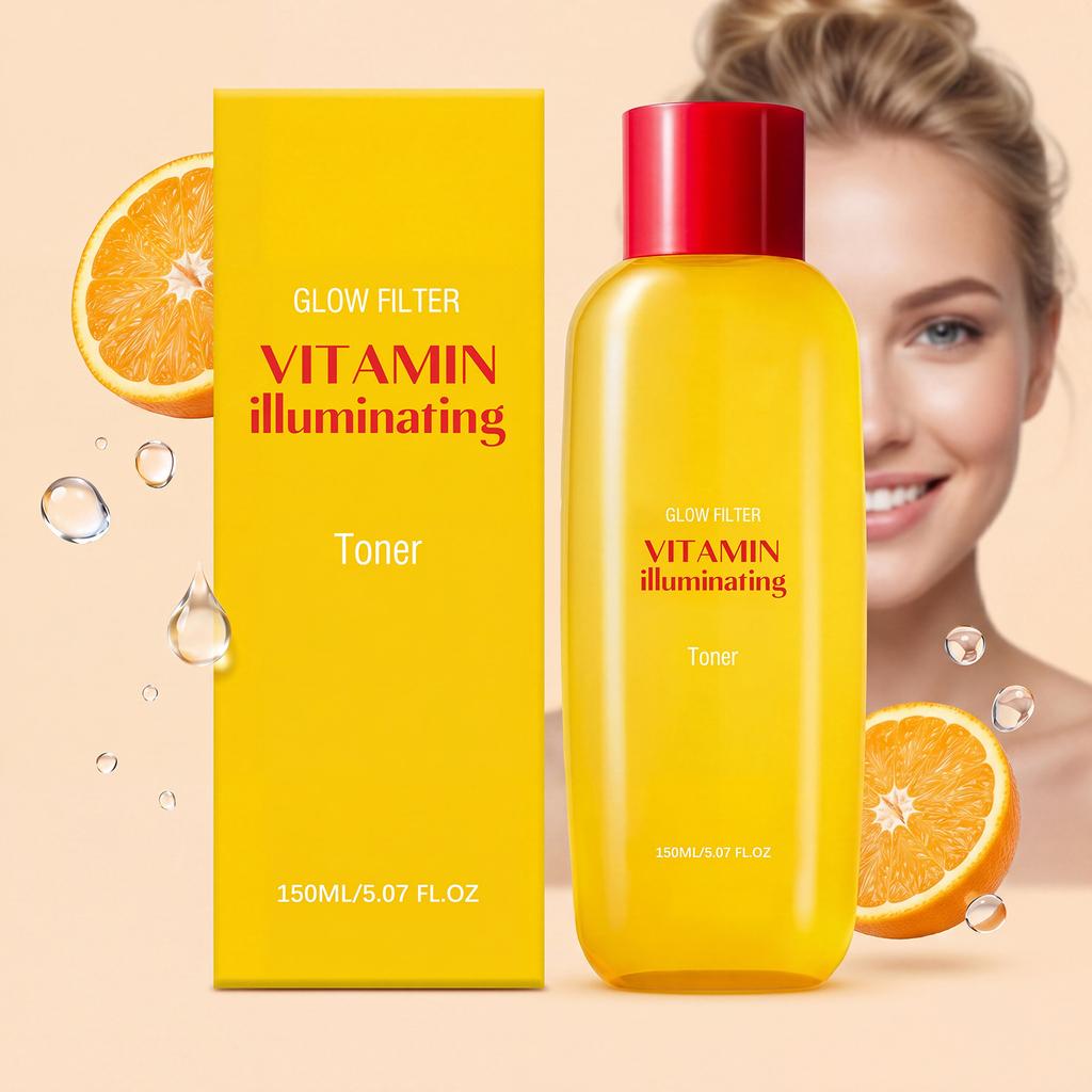 Vitamin C Moisturizing Toner Daily Gentle Care Face Soft Glowing Hydrating Absorbable Fine Texture Facial Water 150ml
