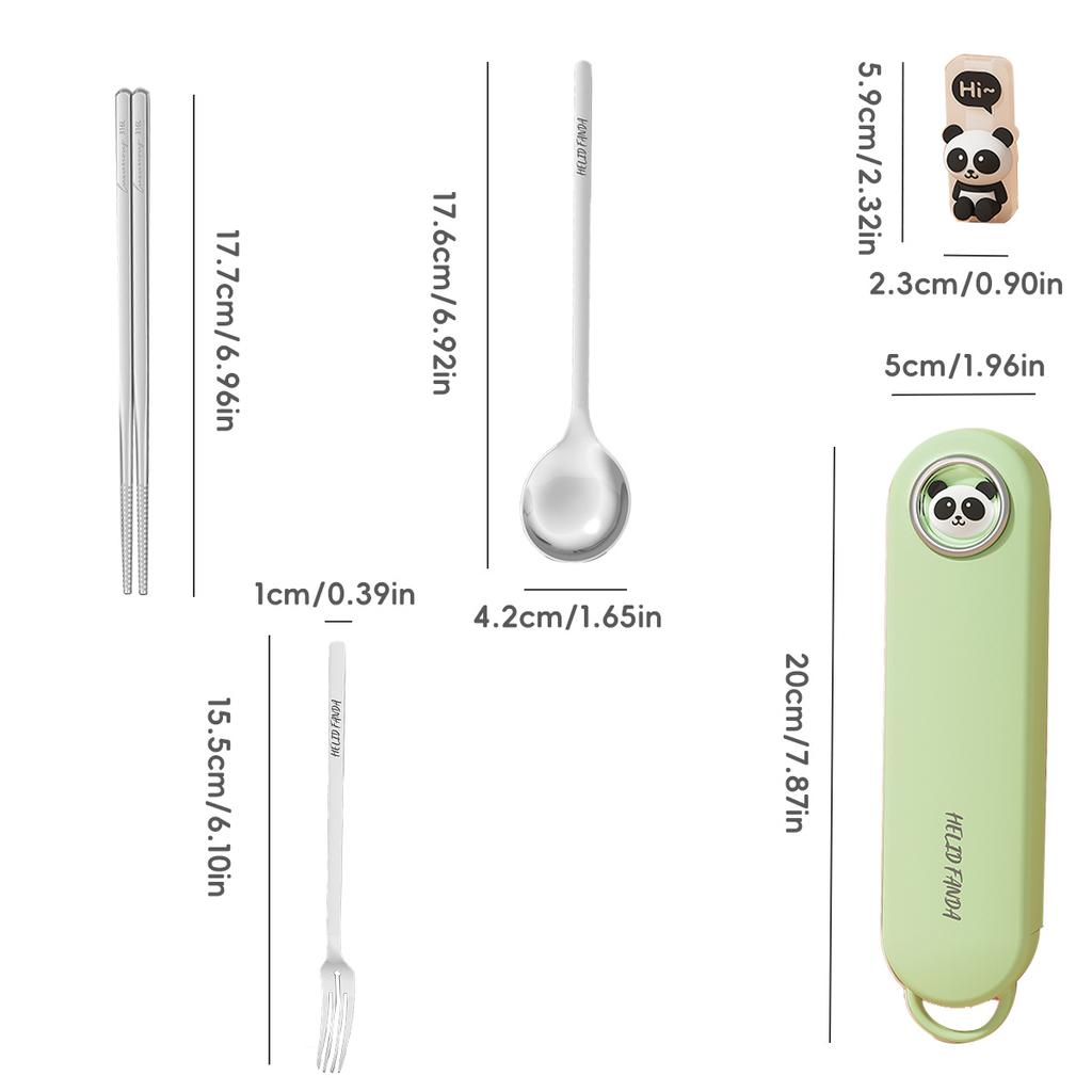 5pcs/set Portable Dinnerware Set Kid Student 316 Stainless Steel Chopsticks Fork Spoon Reusable Cutlery With Chopsticks Holder
