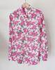 Retro Caroline Rose Print Cotton Long Sleeve Women's Shirt with Double Pockets