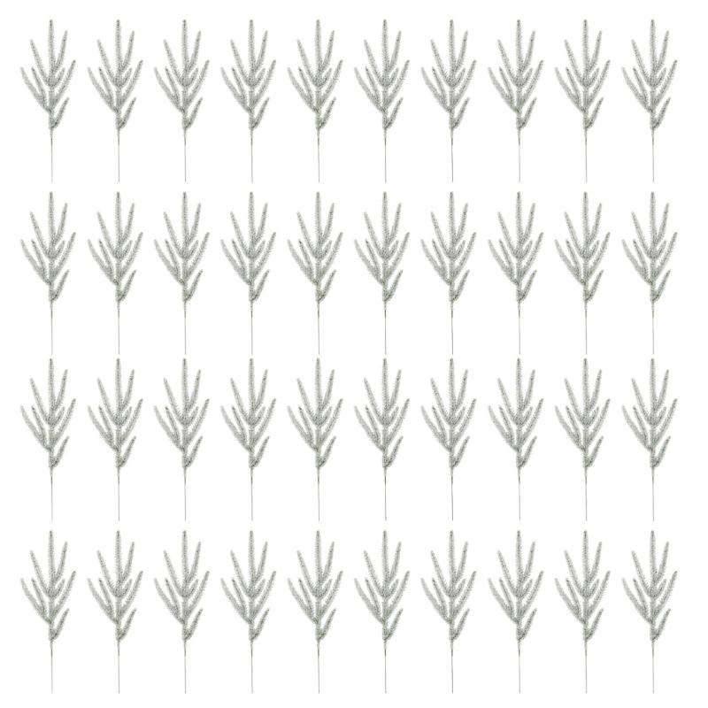 40Pieces Faux Pine Stems For Christmas Tree Decors Realistic Needle Weather Resistant Long Time Holiday Ornament