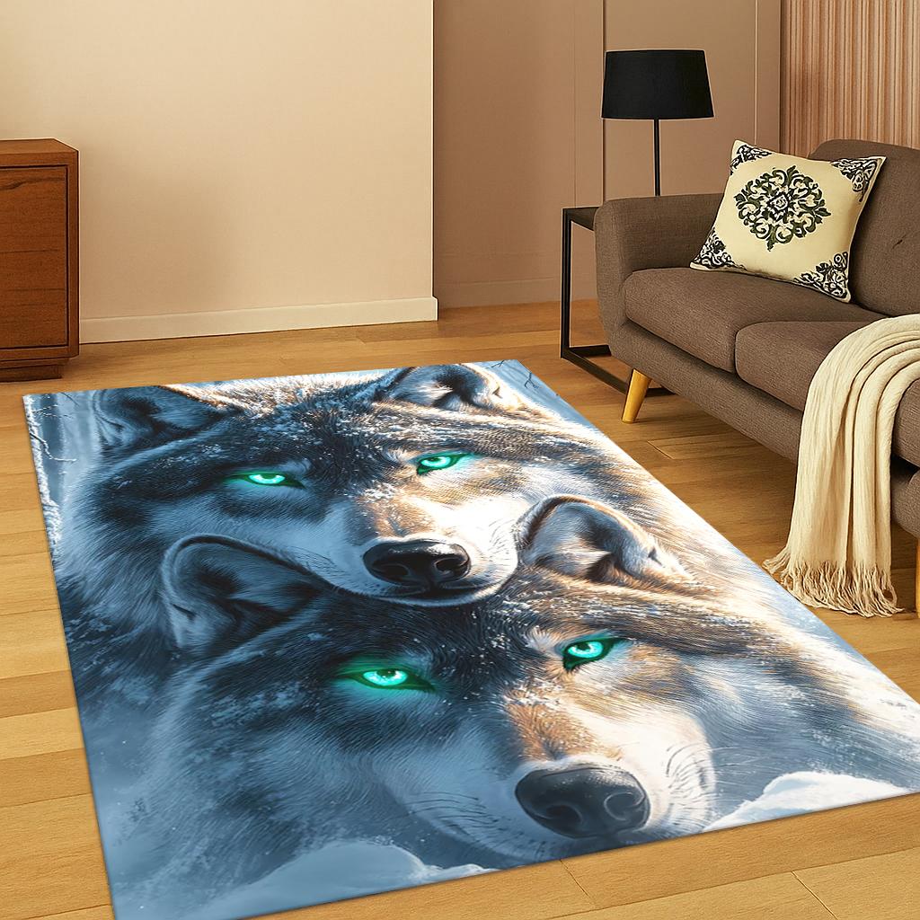 Wolf Animal Cartoon Carpet Rug for Sofa Bedroom Living Room Playroom Doormat Home Decor ,Kid Game Area Rug Non-slip Floor Mat