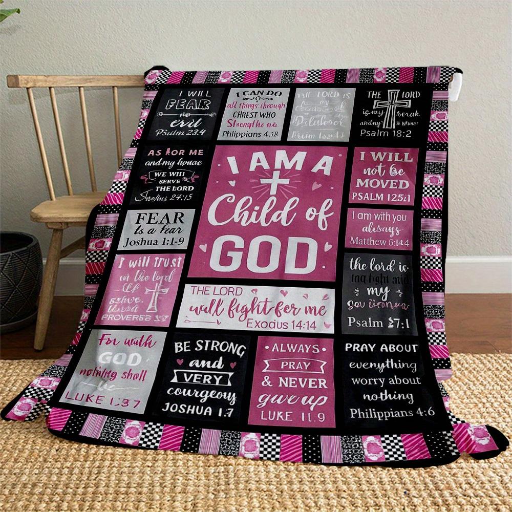 1pc Christian Quotes Blanket for Sofa Bed Soft and Light Bedding Ideal for Picnics, All-Season Christmas Outdoor Decor Accessories-c0803017