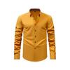 Moda Hombre Primavera Otoño Camisa Bloque de Color Manga Larga Top Casual Camisa Doble Cuello
