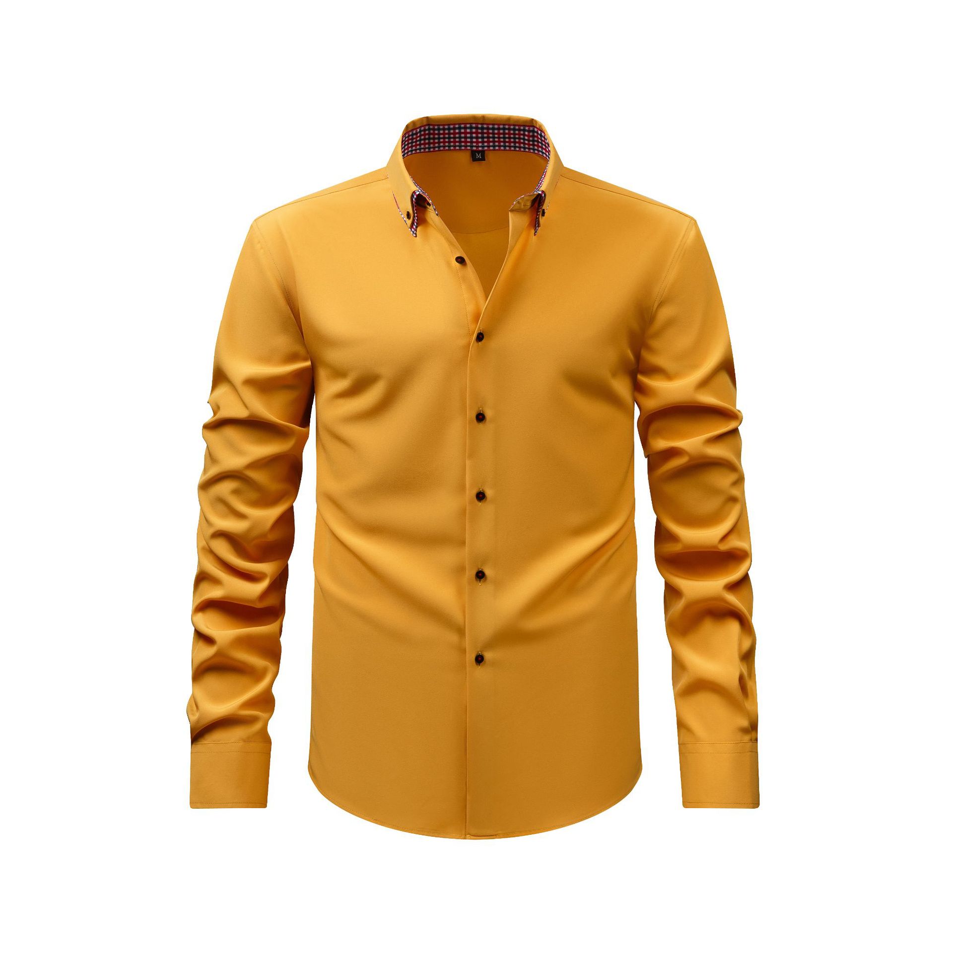 

Men s Fashion Spring Autumn Color Block Shirt Long Sleeve Top Casual Double Collar Shirt XXXL
