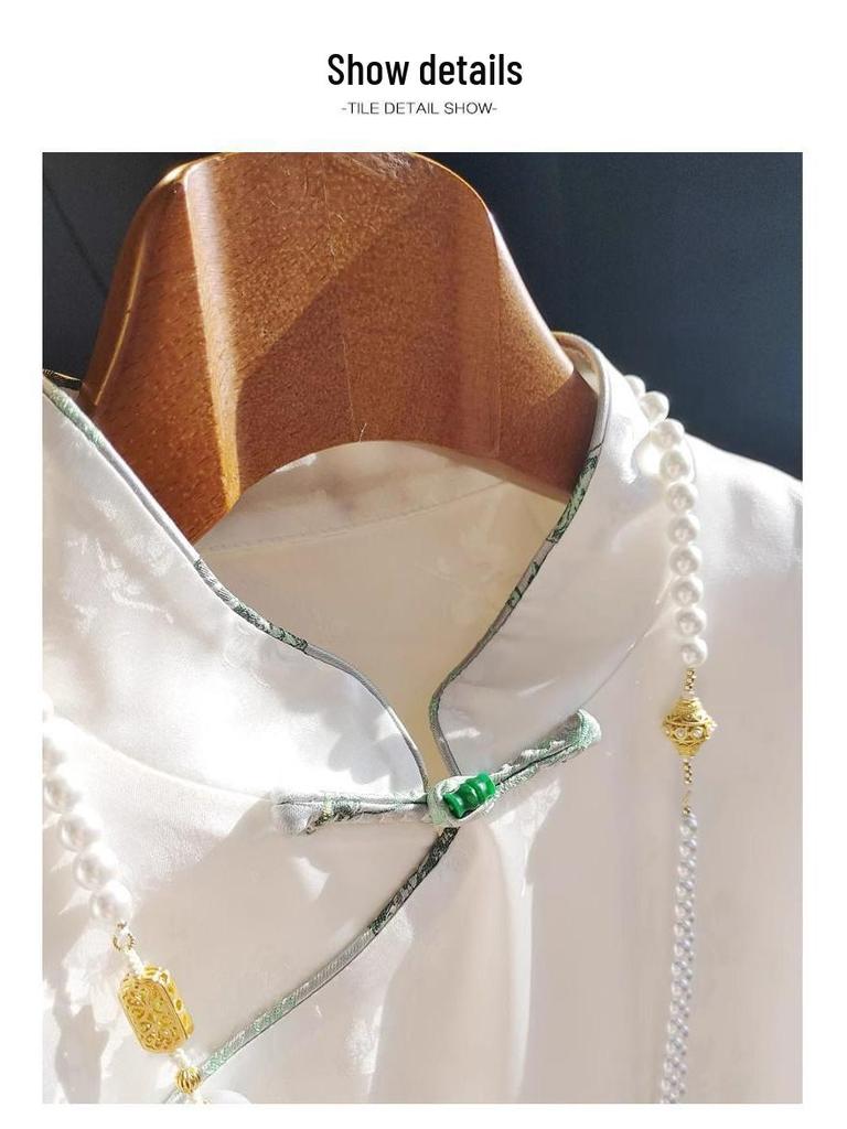 2024 Frühling Damen Guochao Acetat Satinhemd mit Retro Diagonaler Knopfleiste & Froschverschluss