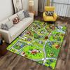 Colorful Town Map with Buildings Non-slip Rug Suitable for Living Room and Bedroom Sofas.