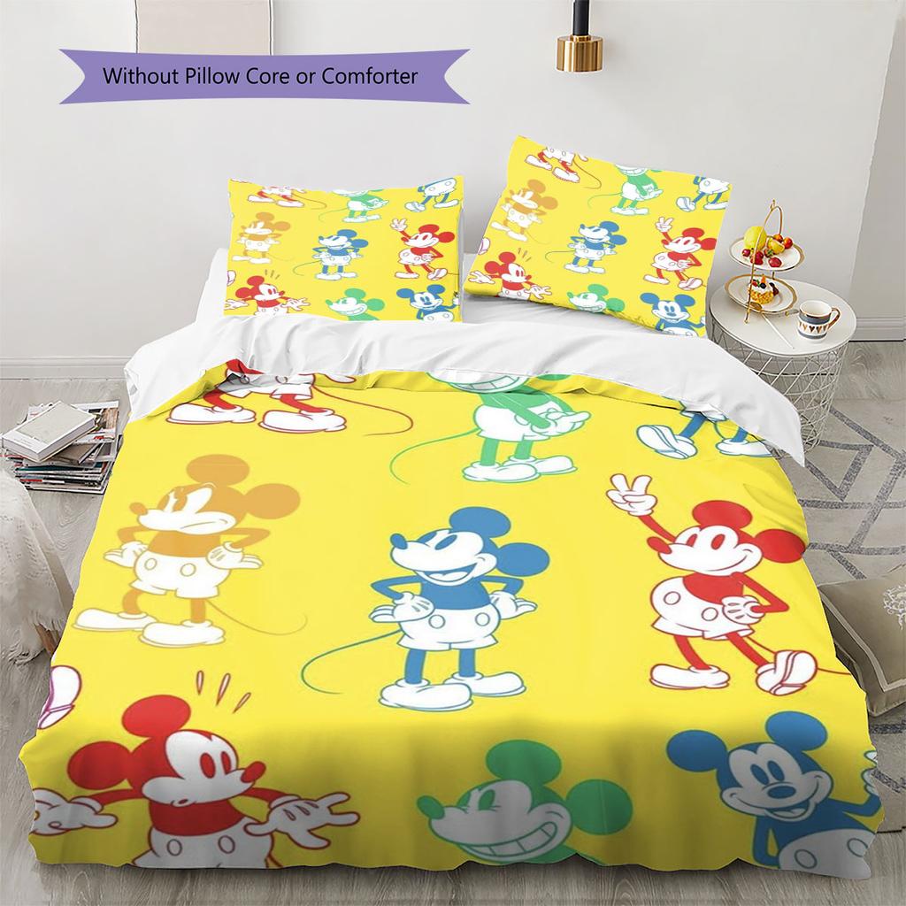 Bright Yellow Mickey Mouse Print Bedding Set, Comfortable and Warm, The Perfect Choice for Decorating A Child's Bedroom.