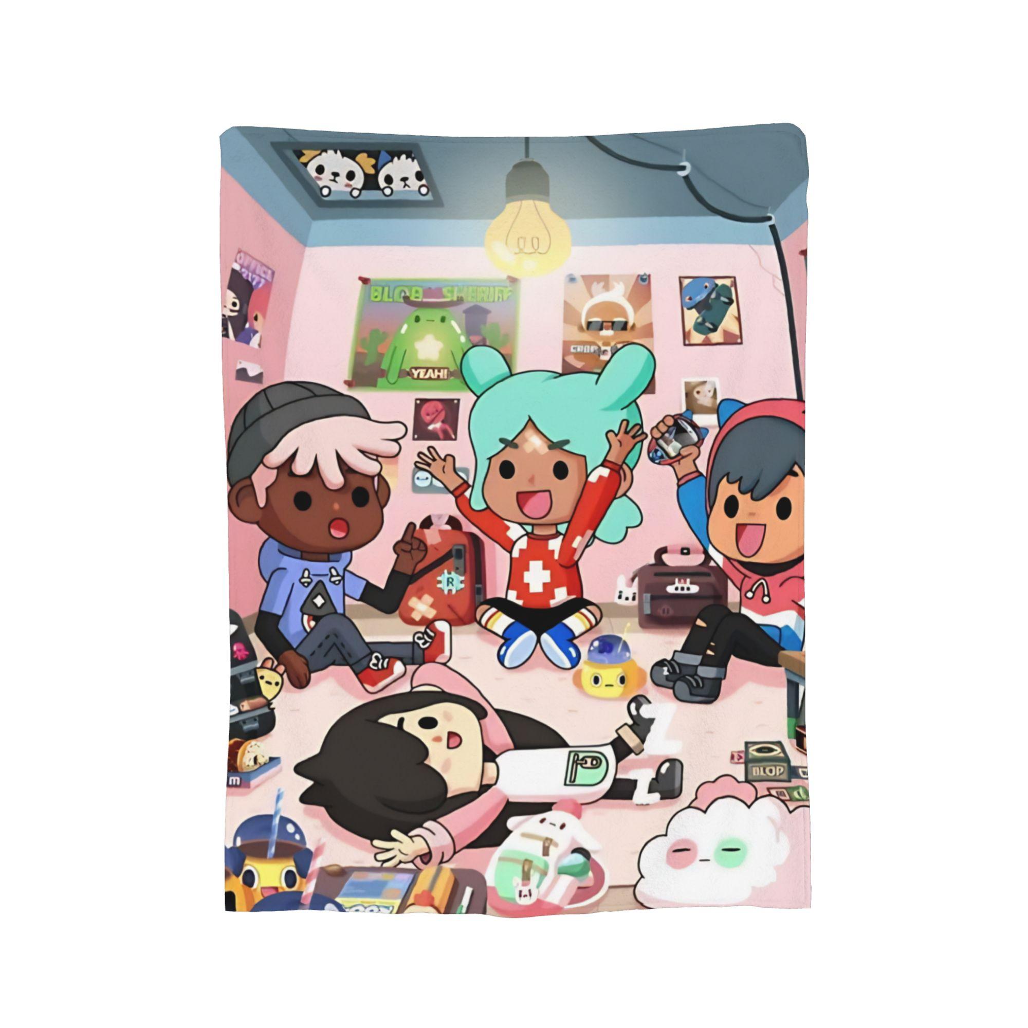 

Toca boca life world Плюшеві пледи з коралового флісу Пледи для ліжка, подорожей, тепла спальня, ковдра, 80x60in