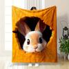 Gray Rabbit Print Blanket Reversible Flannel Throw for Nature Lovers AllSeason Comfort Woodland Friend Gift