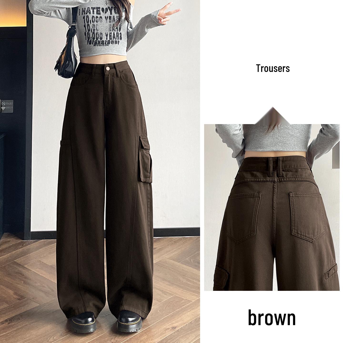 

2025 Autumn American Retro Wide-Leg Jeans - Women s Relaxed Fit, Floor-Length Pants L (111-121 lbs)