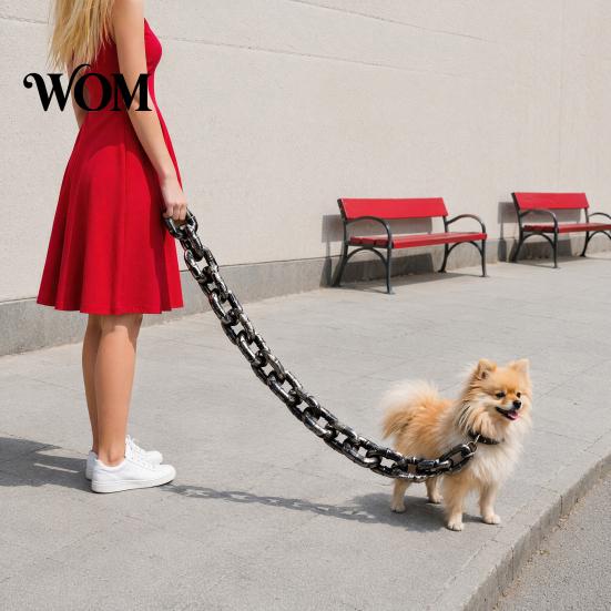 Pomeranian Leash Giant Chain Dog Leash, Lightweight Plastic Pet Looks Like Comfortable Iron Chain, Stylish Big for Small Dogs Photo Props Heavy-duty