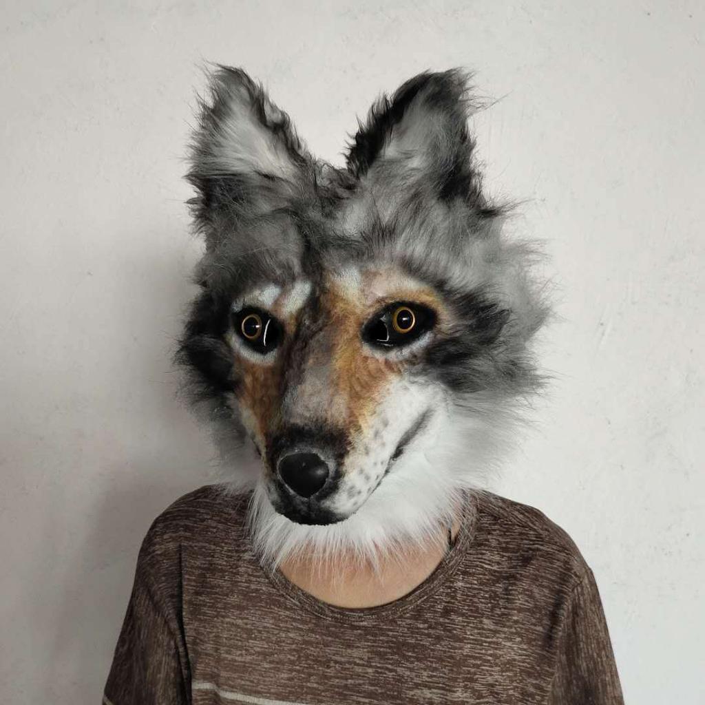 Gray Haired Wolf Latex Mask