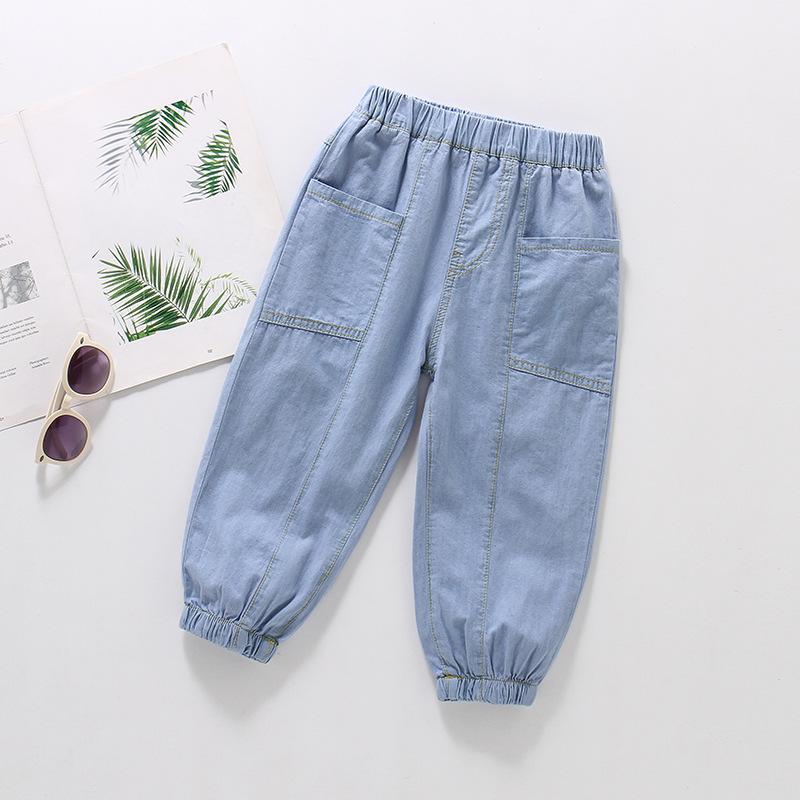 Children's Summer Loose Casual Jeans Middle and Large Children Soft Mid-waist Thin Section Anti-mosquito Pants