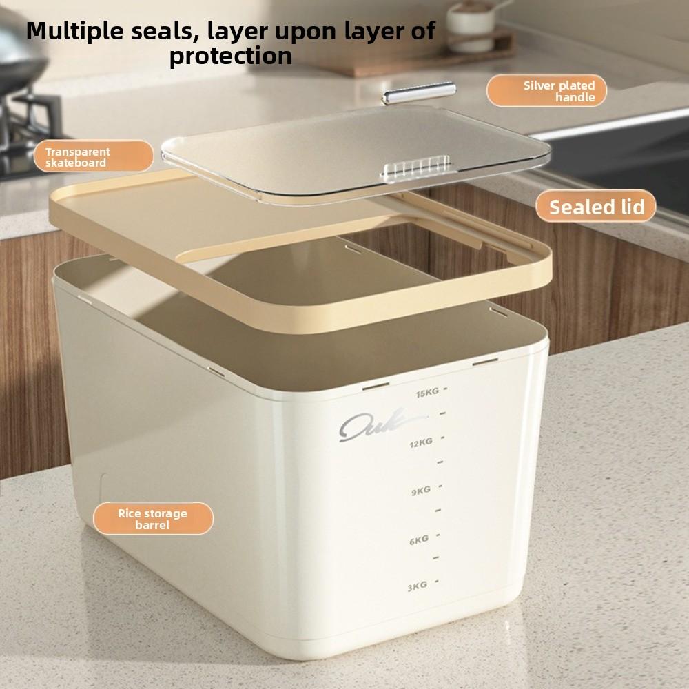 Plastic Sealed Jar Sliding Lid Rice Bucket New Grain Storage Bin  Kitchen Use