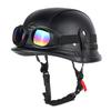 Cross-border motorcycle half helmet retro German handmade leather half-sided fast-release buckle with goggles DOT certification
