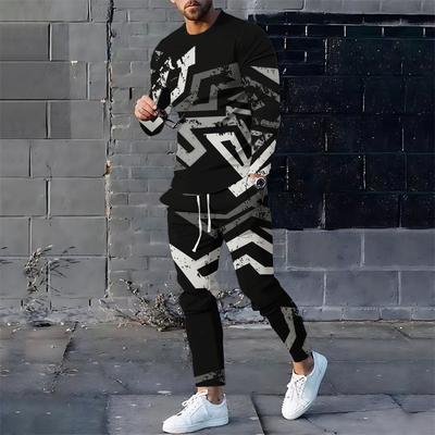 Herren Casual Langarm T-Shirt und Sweatshirt 2-teiliges Sportbekleidungsset Herren Sportanzug mit Kragen Running Streetwear Sommer