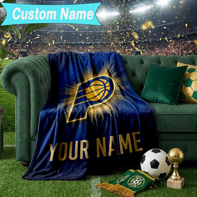 Custom Name Blanket Pacers Basketball Team Blanket Bedding Blanket for Travel, Camping, Living Rooms, Offices, Sofas, Fan Christmas gift