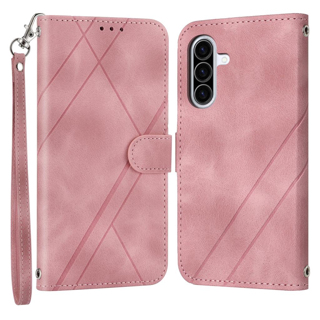 For Samsung Galaxy A26 5G Case Imprinted Line Leather Phone Cover with Handy Strap