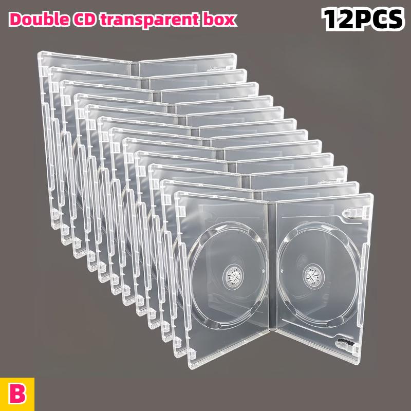 12pcs CD/DVD Storage Boxes for PS4 Game Card Case Resistant Transparent 14mm Single/Double Disc Holder Portable and Protective