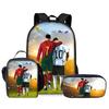 Football Player Printed Backpack Three-Piece Meal Bag Pencil Bag Student Large-Capacity Schoolbag
