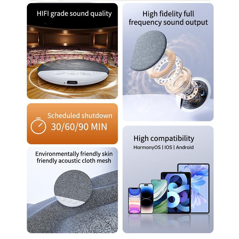 Under Pillow Mini Speaker 5.4 Hifi Stereo Sound Machine White Noise With 30/60/90 Min Timer For Bedroom Sleep