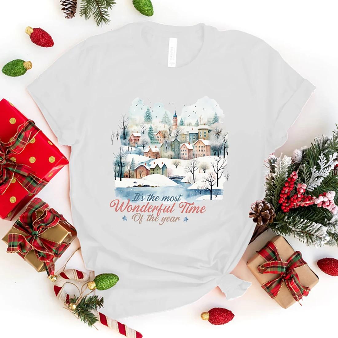 

Hot Christmas It S The Most Wonderful Time Of The Year Print Short Sleeve T Shirts Women Casual Shirts Summer Women S Crew Neck XXXL золотой