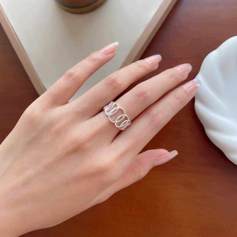 Geometric Hollow Croissant Open Ring for Women - Trendy, Unique Design for Index Finger