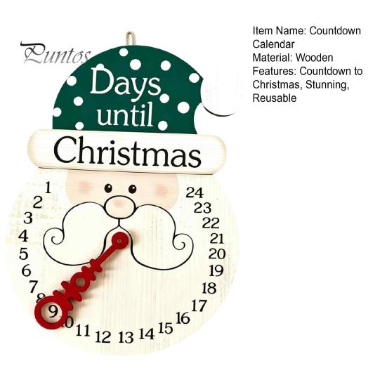 Christmas Atmosphere Ornament Countdown Calendar, Reusable Days Until Door Hanging Sign, Home Indoor Xmas Vintage Round Wreath Hanger for Holiday Wall