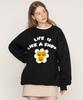 Graver [Unisex] Twin Flower Smile Sweatshirt_Black