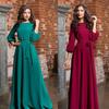 Autumn 2019 Long-Sleeve Rayon Round Neck Dress - Available In 3 Colors