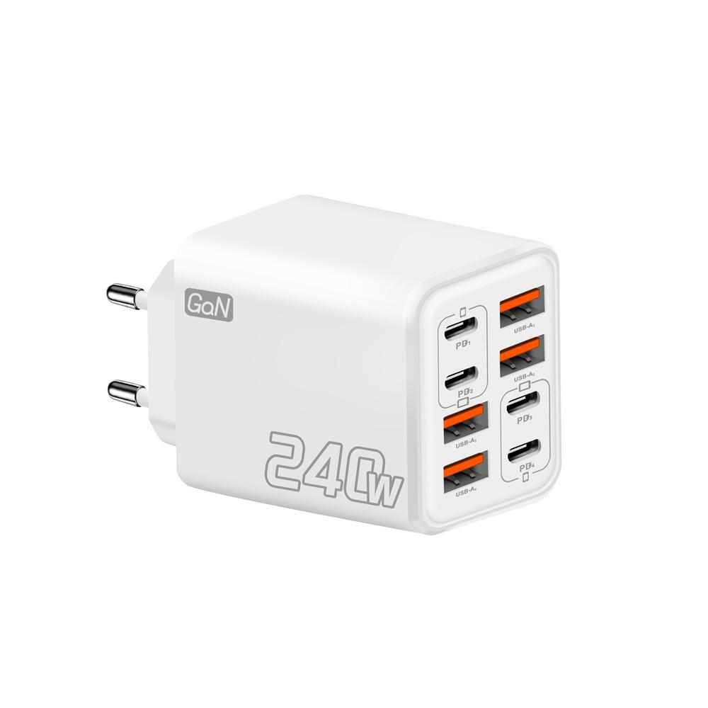 240W GaN USB Desktop Charger 8 In 1 Fast Charging Phone Charger For iPhone Samsung Xiaomi 17 Pro Max Type C Charger Wall Charger