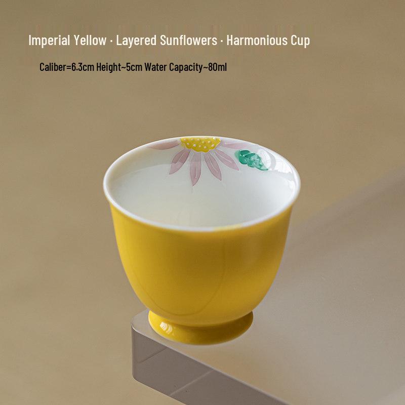 Guanlan Ceramic Tea Cup: Stacked Painting Design for Tea Tasting and Gongfu Brewing. Standard Size