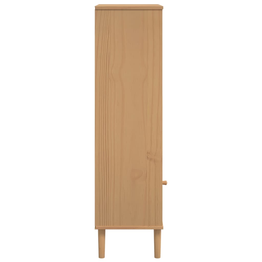 Bookshelf SENJA Rattan Look Brown 60x35x130 cm Pine Wood