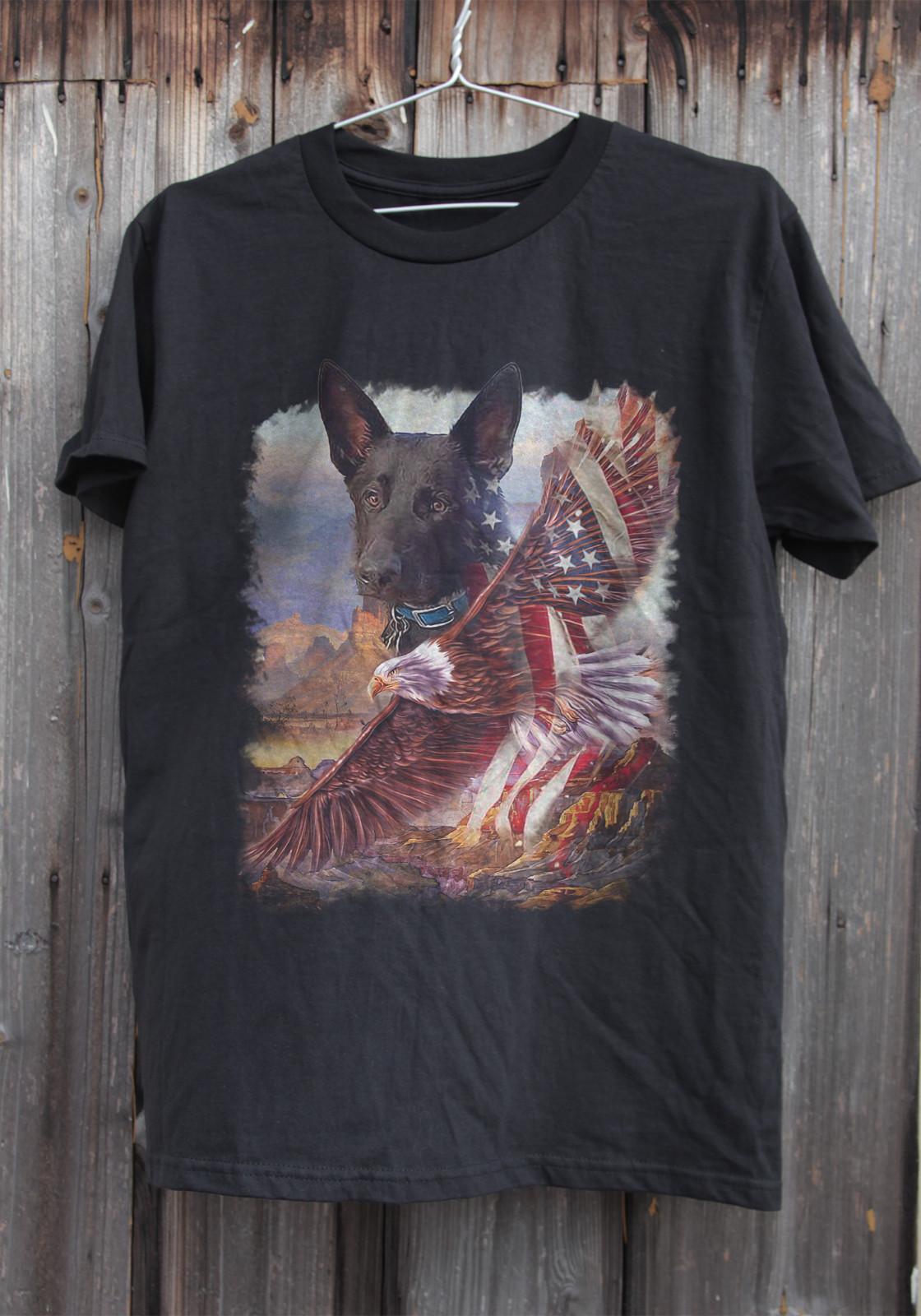 HOT! Gsd American Patriot Black Heavy Cotton T-Shirt M