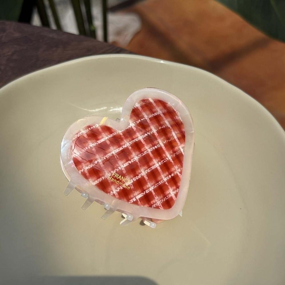 Acrylic Heart Shark Clip Korean Style Plaid Hair Claw Hair Accessories Acetic Acid Hair Claw Work