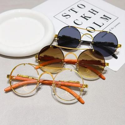 Vintage Round Sunglasses Men Fashion Double Bridge Multicolor Shades Women Retro Trendy Brand Luxury Design Sun Glasses
