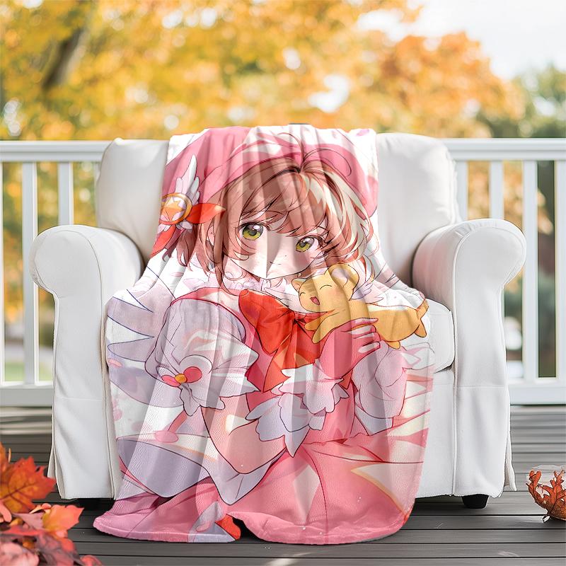 Sakura Kinomoto Theme Printed Blanket - Perfect for Couch, Bed, Travel & Outdoor Use | Machine Washable, Cozy & Durable.