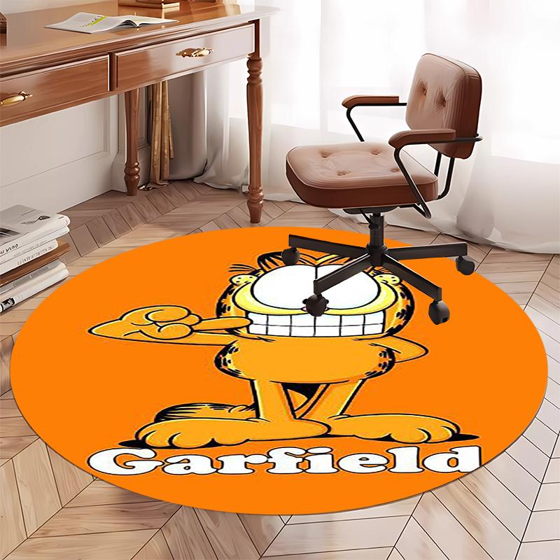 Garfield Printed Round Rug Carpet Chair Rug Area Rug Entryway Doormats,for Office Chair Living Room Bedroom Kitchen Room.