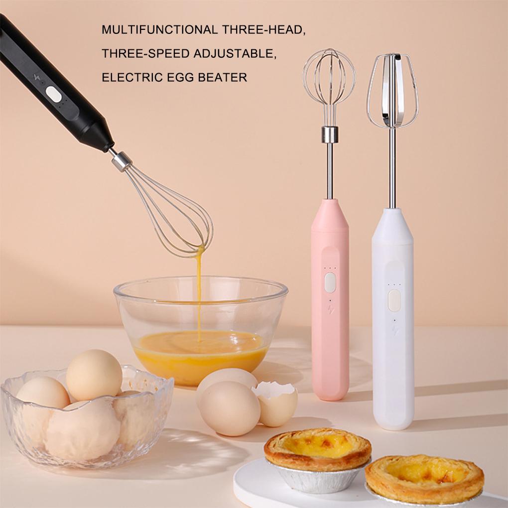 Electric Egg Beater with 3 S Tea Coffee Milk Household Stirrer Cream Mixer Drink Foamer Blender Kitchen Gadgets