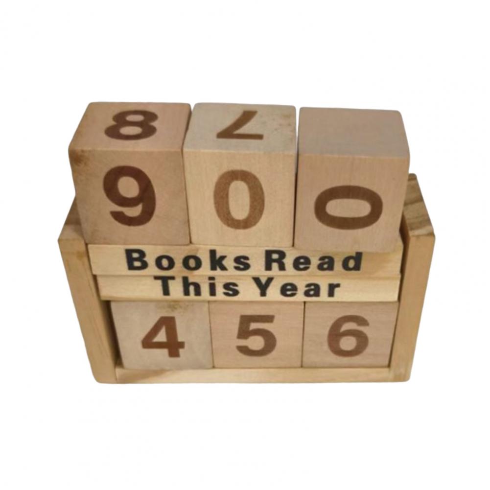 Book Read Counter Wooden Reading Counter Wooden Reading Challenge Tracker with Number Cubes Bookshelf Decoration for Book Lovers