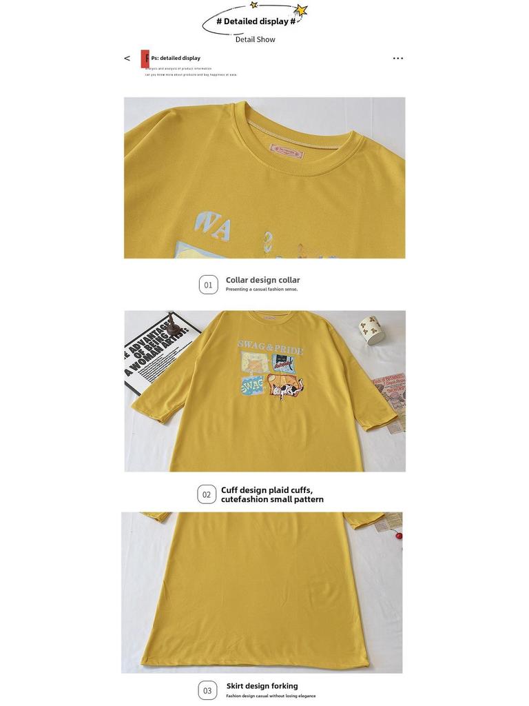 Pijamas bonitos de manga larga para mujer - Primavera/Otoño, Talla grande (Hasta 300 libras), Camisón de Largo Medio