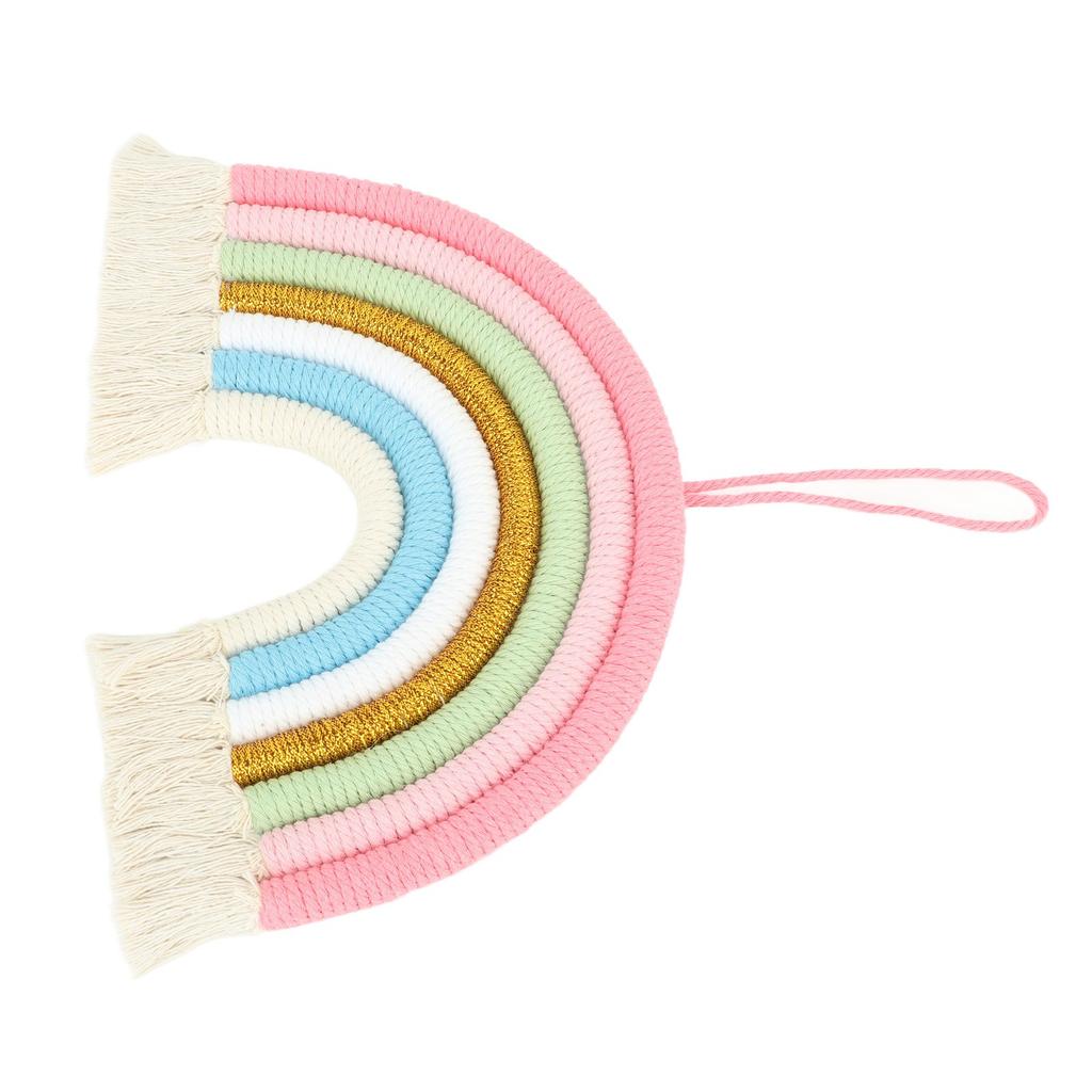 Macrame Woven Rainbow 7 Colors Hand Woven Rainbow Wall Hanging Tassel Decoration for Home Room